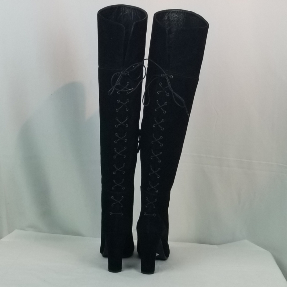Stuart Weitzman Black Suede Over The Knee Boots 8 - Picture 4 of 9